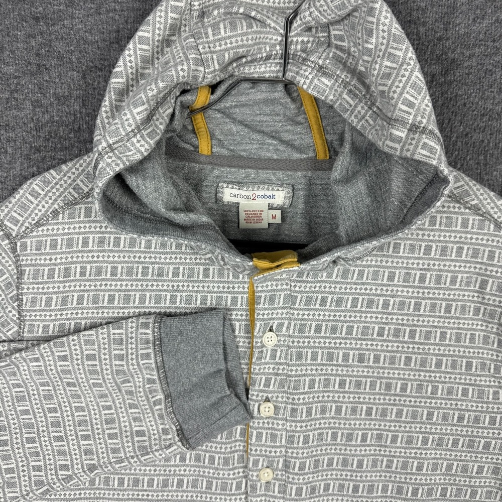 carbon2cobalt Men's Gray Patterned Hooded Pullover